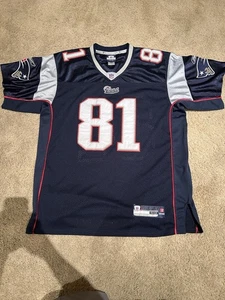 Randy Moss #81 Reebok New England Patriots Blue Jersey Mens 50 - Picture 1 of 3