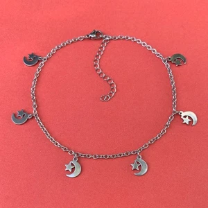 Brand New Stainless Steel Moon and Star Anklet - Adjustable 9.5-11.5” Waterproof - Picture 1 of 3