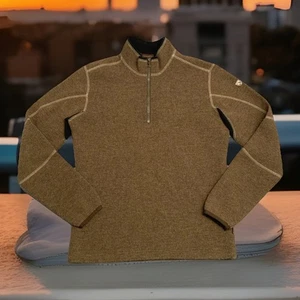 Kuhl Thor 1/4 Zip Thermo Kore Sweater Mens S Brown Pullover Fleece Lined Wool - Picture 1 of 12