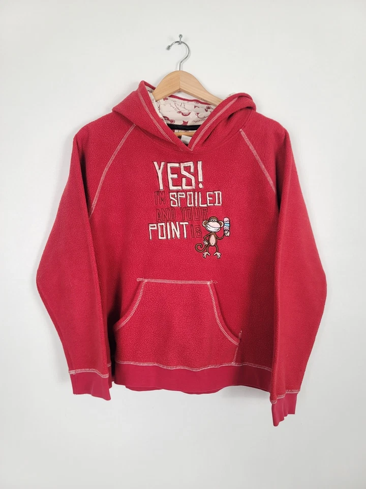 Sudadera con Capucha Vintage Y2K Bobby Jack Niñas XL Rojo Vellón Bordado Mono Mimado Foto 1 de 4
