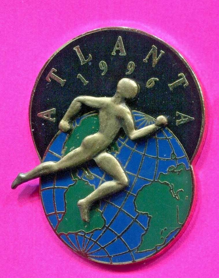 1996 OLYMPIC PIN MENS RUNNER LARGE PIN ON PIN MADE BY IMPRINTED 2024 TRADER - Image 1 of 1