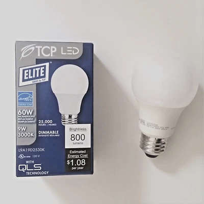 NEW TCP L9A19D2530K 9 Watt 60W Equivalent A19 3000K Warm White LED Light Bulb - Image 1 of 4