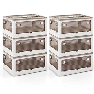 6-Pack Stackable Storage Bins w/Lids 24 Gal Collapsible Plastic Container Box - Picture 1 of 9