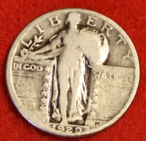 1929-P Standing Liberty Quarter 90% Silver Coin Circulated SL205 - Picture 1 of 2