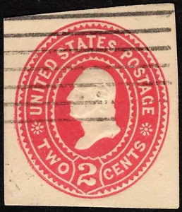 US Postal Stationery Scott # U363 - 2 Cents Carmine on Amber 1899 Cut Square - Picture 1 of 1