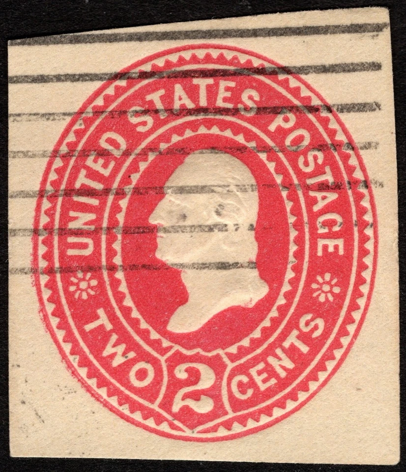 US Postal Stationery Scott # U363 - 2 Cents Carmine on Amber 1899 Cut Square - Image 1 of 1