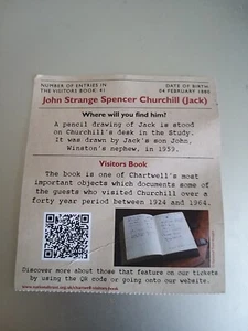 Chartwell Churchill's home entry ticket - Picture 1 of 2