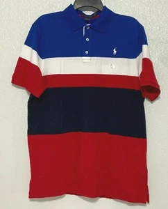 Polo Ralph Lauren Para Hombre Calce Clásico Malla Algodón Bloque de Color Rojo/Azul L Nuevo con Etiquetas - Imagen 1 de 5
