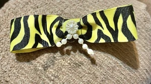 Handmade Yellow With Black Stripes Bow Tie Hair Clip Pin Broach Ornament 4 Inch - Picture 1 of 2