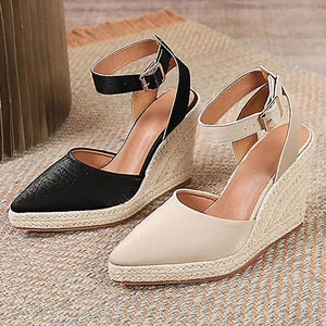 Wedges Sandals Shoes Womens Summer High Heel Cushioned Ladies Closed Toe Sizes - Picture 1 of 18