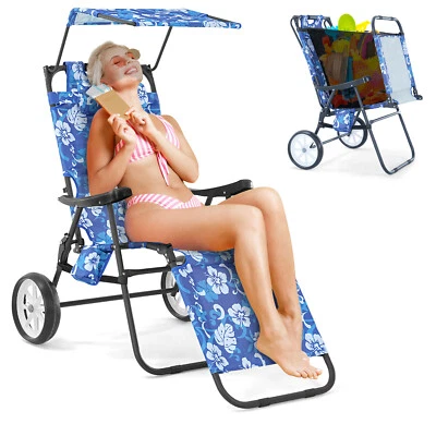 H&ZT Silla Carro de Playa 2 en 1 Silla de Playa Carro Combo con Ruedas Grandes Foto 1 de 4