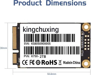 Kingchuxing 128GB mSATA III SSD Internal Solid State Hard Drives Laptop 500MB/s - Picture 1 of 9
