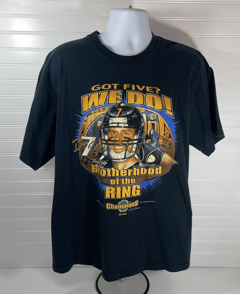 Camiseta negra Ben Roethlisberger Got Five We Do Pittsburgh Steelers 2006 para hombre XL Foto 1 de 4