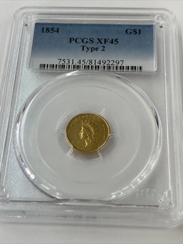 1854 G$1 PCGS XF45 Type 2 Cover