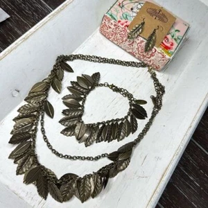 Plunder Design Vintage Leaf Necklace, Earrings & Bracelet - Picture 1 of 3