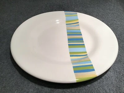 Tabletops 11.5 " Plate Beach House Stripe Mix with With Turquoise, Yellow, Blues - Image 1 of 2