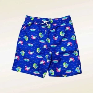 Lands' End Boys Swim Trunks Electric Blue Funny Sharks XL NEW - Picture 1 of 6
