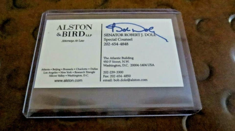 Kansas Senator Bob Dole signed autographed business card Cover