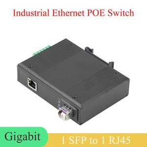 Gigabit SFP Industrial Transceiver 1 SFP to 1 POE 100M/1000M Fiber Optic Switch - Picture 1 of 12