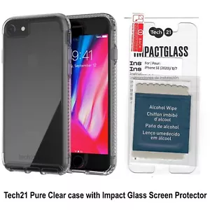 Tech21 Pure Clear Case with Impact Glass Screen Protector for iPhone SE - Picture 1 of 1