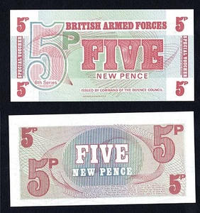 Banconota British Armed Forces 5 new pence 1972 6ª Series P.-M44 FDS/UNC - Imagen 1 de 1