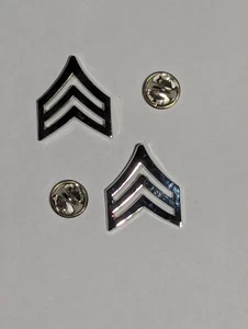 (20 Pack) Silver/Chrome 1" Sergeant Uniform Pins - Picture 1 of 3
