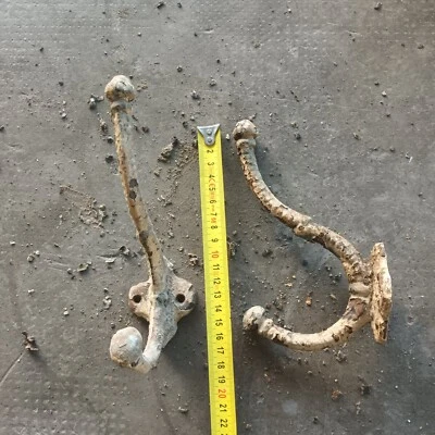 2 ANCIENNE PATERE PORTE MANTEAU Chapeau En Fonte (  Lot De 2 ) - Photo 1/2