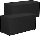 PLOYMONO 2 Pack Heavy Duty Fitted Black Tablecloths - 72 X 30 Inch - Rectangle T