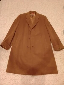 Vintage Brown Camel British Overcoat size 41 reg cashmere and wool - Picture 1 of 13