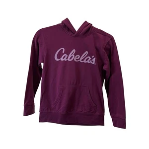 Cabelas Purple Logo Spellout Pullover Hoodie Sweatshirt Sweater Girls Youth Sz L - Picture 1 of 9