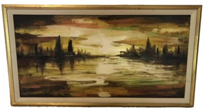 Painting, Oil, Abstract, "Cityscape", Signed by Satya,  Mid Century, Vintage!! - Picture 1 of 4