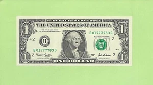 2001 ..UNCIRC $1 B 0177 7783 G .... 2001 $1 B-G QUAD CENTER '7777' - Picture 1 of 2