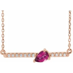 14K Rose Natural Pink Tourmaline & 1/8 CTW Natural Diamond 18" Necklace - Picture 1 of 3
