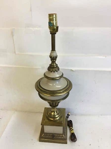 1960s MCM Steiffel Brass & Cream Porcelain 35"H Table Lamp (no harp/shade) - Picture 1 of 4