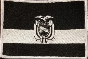 ECUADOR Flag Patch W/ Hook & Loop Fastener Tactical Morale B & W Emblem #15 - Picture 1 of 1