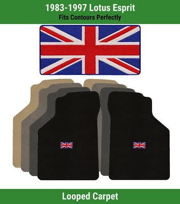 Alfombrillas delanteras Lloyd Classic Loop para '83-97 Lotus Esprit con logotipo de bandera británica Foto 1 de 4