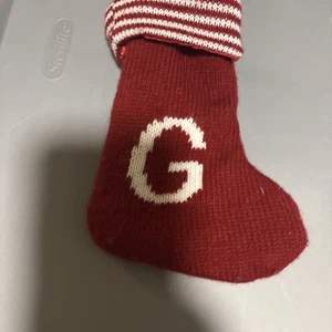 Mini Calza Natalizia Maglia Cavo Monogramma con Lettera "G" Rosso e Bianco Nuova senza etichette - Foto 1 di 5