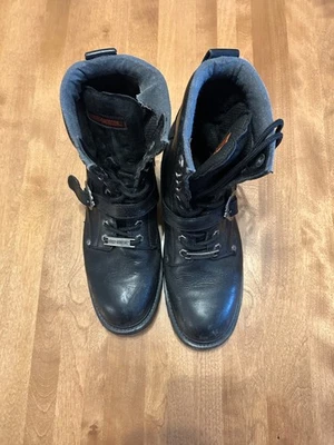 Botas Harley Davidson D91003- Para Hombre Faded Glory 8” Cuero Negro con Metal Plateado Foto 1 de 4