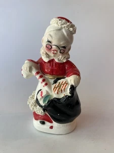 Coctelera de sal o pimienta vintage señora Santa Claus borde de espagueti Navidad Japón - Imagen 1 de 10