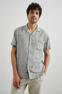 Rails Shirt Waimea Mens Quino Navy Stripe Button Up Linen Blend Resort Wear $148 - Picture 1 of 10