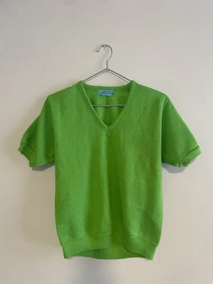 Vintage 70’s Casuals of Creslon Vibrant Lime Bright Groovy Green Top Size S - Image 1 of 3