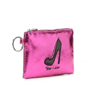 Portamonete Portachiavi Rosa Metallizzato | Grafica Stiletto Nero - Foto 1 di 1