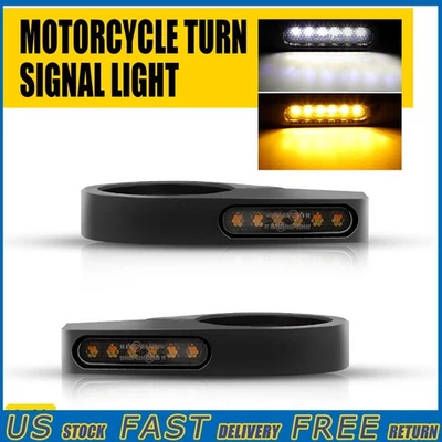 2X Luz LED Ámbar Interruptor Trasero Blanco Señales de Giro Ajuste Kawasaki Suzuki Foto 1 de 4