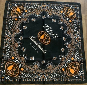 Tito's Handmade Vodka Bandana Black & Orange Paisley Limited Edition 21x21 - Picture 1 of 14