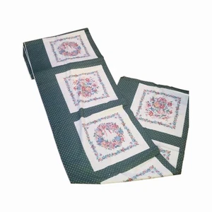 Vtg Cranston Print Works Green Pink Floral Wreath Pillow Square Fabric 5+ Yards - Picture 1 of 6