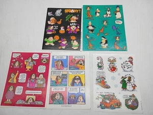 LOTE de hojas de pegatinas vintage 1994 con sello páginas divertidas Cathy Ziggy Bloom County - Imagen 1 de 6