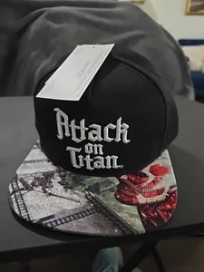 BIOWORLD Attack On Titan Sublimated Bill Adjustable Snapback Black Baseball Cap - Picture 1 of 9
