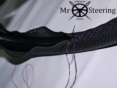 FOR BMW Z3 95+ TRUE PERFORATED LEATHER STEERING WHEEL COVER PURPLE DOUBLE STITCH — 第 1/3 张图片