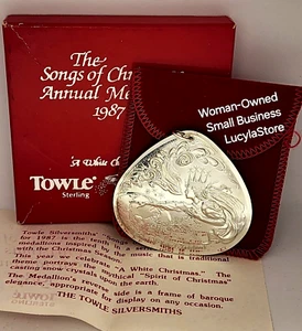 Towle 1987 Sterling Song of CHRISTMAS Medallion Mistletoe Pendant ORNAMENT Boxed - Picture 1 of 20