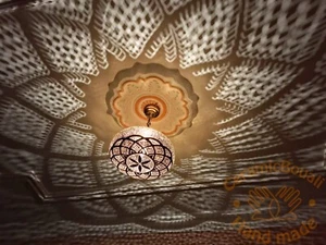 Lámpara colgante decorativa marroquí luz de techo de gota abierta, lámpara de latón colgante, La - Imagen 1 de 9